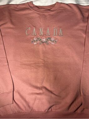 Vintage 90s Impressions Canada Floral‎ Embroidered Pink Sweater Women’s XL